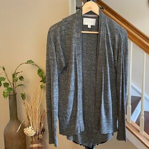 Brochu Walker Linen Open Grey Cardigan with Cross Back Cut Size M